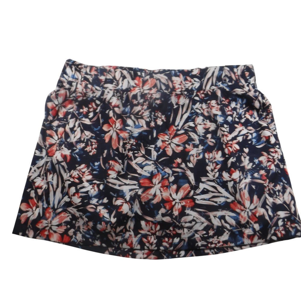 St Johns Bay Active Floral Skort Womens 1X Navy Blue Coral Athletic Tennis Golf